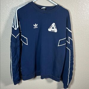 Palace x Adidas TT Pullover Crewneck Jumper Sweatshirt in Indigo blue